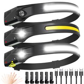 Wlf003-3x Psdriqq Headlamp Flashlight 3 Pack Rechargeable Led Headlamps Wide Beam Head Lamp Bright