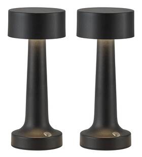 Amz-tbl-074 Pusu Cordless Led Black Small Table Lamps Set Of 2 Portable Rechargeable 400