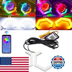 B0d2n7qhcv Qasim Hexagon Angel Eyes 86mm Rgb App Control Halo Rings Retrofit Car