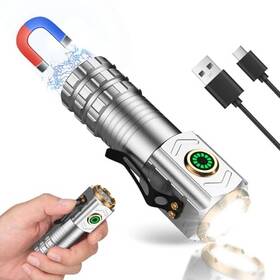 Ce2544b Qby Pocket Flashlight With Clipini Rechargeable Small M Silver