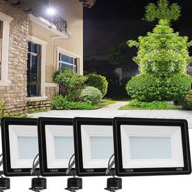 Fld001 Qiyeka 4 Pack 150w Led Flood Light Outdoor 15000lm Work Spotlight With Us Plug 6500k