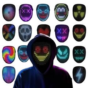 Cy103450 Qxbuhe Led Mask With Gesture Sensing Unisex Lighted Cool Face Transforming For C
