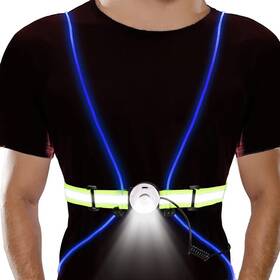 Rabow Run 726756656543 Reflective Running Light Vest Usb Rechargeable Multicolor Illuminated Safety