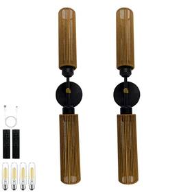 7116-ms-2p-us Rayogale Rechargeable Battery Wall Sconce Set Of Two 8000mah Cordless Hemp Rope Lamp