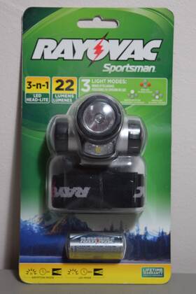 Rayovac 012800491391 Sportsman 3-n-1 Led Head Lite 22 Lumens Lamp 3 Light Modes
