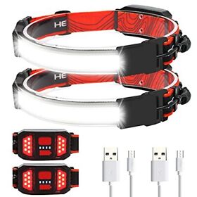 Rechargeable Headlamp 2 Pack 230 Illumination Wide Beam 1000 Lumen