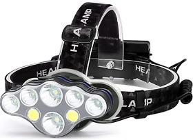 Rechargeable Headlamp 8 Led 18000 Lightweight Usb Head Light Waterproof