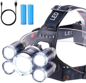 Rechargeable Led Head Lamp Ultra Bright 4 Modes Waterproof Camping Hiking Hunting