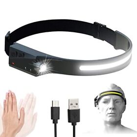 Rechargeable Led Headlamp Waterproof 4 Modes Motion Sensor Usb