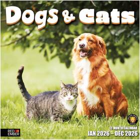 Red Ember Re-260533 Dogs And Cats 2026 Wall Calendar 12 Month Inch X 24 Open