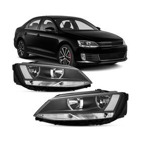 Rk-hl-cv080901 Reinko Headlights Assembly Compatible With 2011-2018 Vw Jetta Mk6 Clear Lens Black H