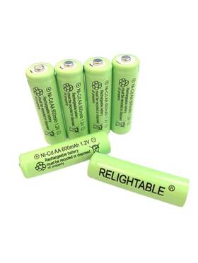 Relightable 688931828605 Aa Size Nicd 600mah 1.2v Rechargeable Batteries For Solar Lamp Light
