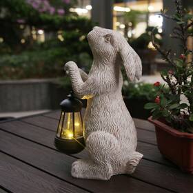 Vfd1268bgdf Reyiso Garden Statues Rabbit With Solar Lights- Bunny Figurine Outdoor Fall D