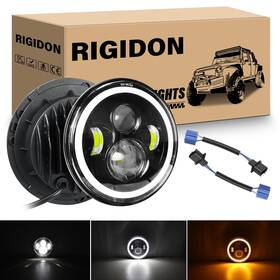 Dd-mmr01-7in-2x4led-qyhb Rigidon 2pcs 7 Inch Round Led Headlight 4 Motorcycle White Drl