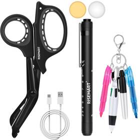 Ta-0816-01bb Risemart Rechargeable Pen Light And Medical Scissors For Nurse -7.5 Inch Trauma Shears Warm/w