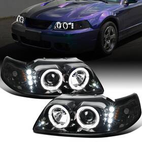 Tm-02p-mst99bk Ronnin - Fits 1999-2004 Ford Mustang Upgraded Led Dual Rims Projector Headlig