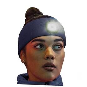 0h-hdbd-navy Roq Innovation Llc Headlightz By - Knit Flashlight Headband With Light Led Blue