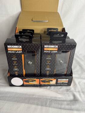 23977 Roughneck Rechargeable Headlamp Flashlight With Motion Sensor Lot Of 6 New
