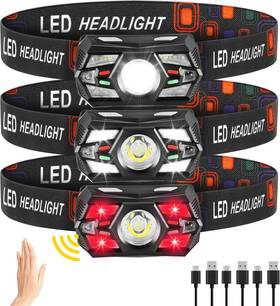Rufykiri 744759731432 3pack Headlamp Rechargeable Super Bright Head Lamps Led Headl
