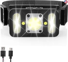 Yk-03  Runwin Led Rechargeable Headlamp With Motion Sensor 8 Light Modes White Red
