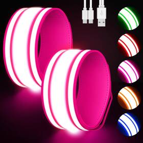 Sbd001 Samlior Led Armband For Running 2 Pack 5 Colors 3 Lights Modes Rechargeable Reflecti