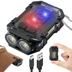 Sefone 732214653900 8 Modes Clip On Flashlight Mini Edc Keychain Running Light