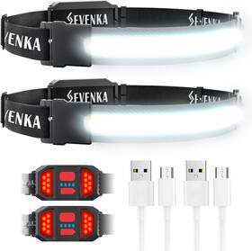 Sevenka 726084505933 2 Rechargeable Headlamps Bright Led Headlamp Flashlight Wide Beam Head