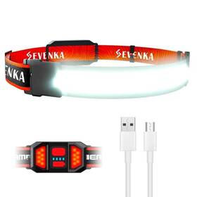 Sevenka 789219267175 Rechargeable Led Headlamp Flashlight Bright Wide Beam Adjustable Headba