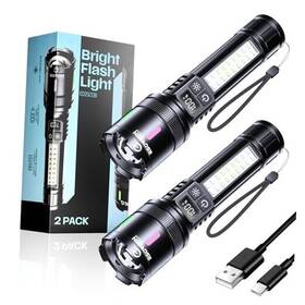 Ed25cob Shenzhenshi Lidabairong Kejiyouxiangongsi Led Rechargeable Flashlights High Lumens 2 Pack Single Click Bright