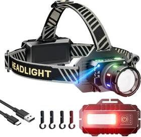 Shilipai 744110340600 Rechargeable Headlamp 2000 High Lumens 90 Adjustable Super Bright Led Head Lamp