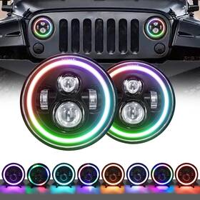 Htq3592588715100td Shkalacar 7 Inch Led Headlight Colorful Angle Eye Light 100w Round