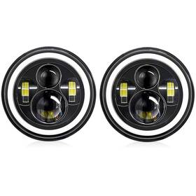 Xuf8311439228894ph Shkalacar 7inch Led Headlight H4 140w Angel Eyes Round Headlights 4 Modes 140