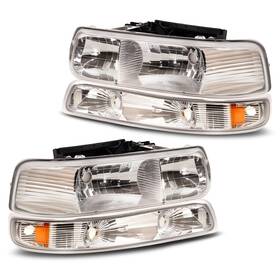 Hl-022-5a Shocklight 4pcs Headlight Assembly With Bumper Lights Compatible 1999-2002 Chevy Si