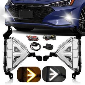 Th-hy-033l Shocklight Led&drl Fog Lights Compatible With 2019 2020 Hyundai Elantra Avante 19 20 A