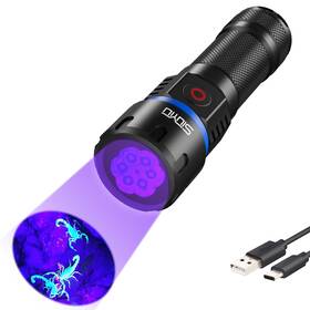 S-3535 Siuyiu 365nm Uv-flashlight Blacklight 60w 6 Led Beads 5000mah Rechargeable Black L