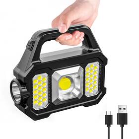 Sj-hl-f-25 Sjpro Solar Handheld Flashlight With Usb Cable 6 Modes Rechargeable Multifunction