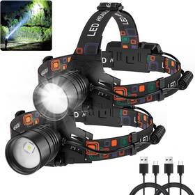 Sknsl 313097530573 Rechargeable Headlamp 2pack 99000 Lumens Super Bright Led Head Lamp With 3 Mode