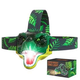 Sw-dkh-713 Skywin Dinosaur Headlamps For Kids With Roaring Sound Led Pack Of 1 Green