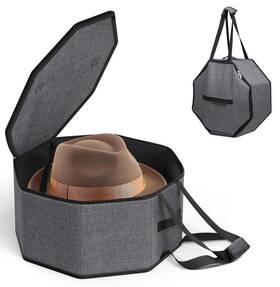 Qb0115-hat-gy-s Sleeping Lamb Hat Box For Travel And Storage Collapsible Cap Case Mens F