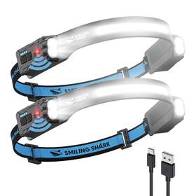 Td-0123-s-us Smiling Shark Td-0123-s 2-pack 2400mah Ultra-bright Rechargeable Headlamp
