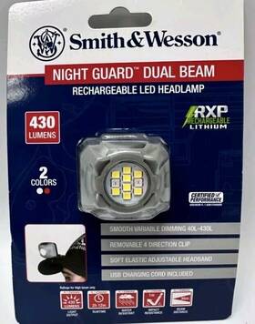 1117281 Smith & Wesson And Night Guard Dual Beam Rechargeable Headlamp 430 Lumens