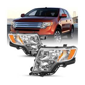 Edge07-10 Sockir Halogen Headlight Assembly - Fit For 2007-2010 Ford Edge Oem Style Pair