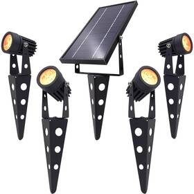 M50x Solar Light Mart 637632739918 4-spotlight Mini 50x Solar-powered Led Spotlight Warm White Black Fini