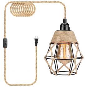 Sm-pdl0030 Soodmi Plug In Pendant Light Industrial Hanging With Cord Hemp Rope