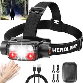 Sparkleing 445050153130 Headlamp Rechargeable 2000 Lumen Motion Sensor Led Head Lamp With Red Light For