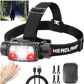 Hlp-1 Sparkleing Headlamp Rechargeable 2000 Lumen Motion Sensor Led Head Lamp With Red Light