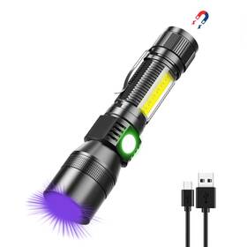 S016001 Spriak Uv Flashlight Black Light Usb Rechargeable With Magnetic Base - H