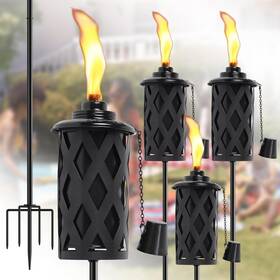 Wc-wgh-4 Ssnewog 4 Pack Citronella Torches For Outside 16 Oz Outdoor Garden Torch With 5-pron
