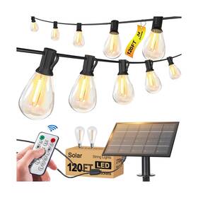 S218c-6v Stright Solar String Lights For Outside 120ft With Remote 8 Mode We... Fast Ship