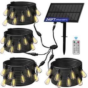 S246 Stright Solar Powered String Light 240ft With Remote Control 8 Modes W